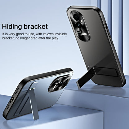 For OPPO Reno10 / Reno10 Pro Global R-JUST RJ-61 Electroplating Frosted TPU + PC Phone Case with Holder(Grey) - OPPO Cases by R-JUST | Online Shopping South Africa | PMC Jewellery