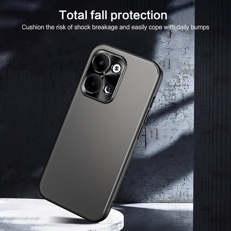 For OPPO Reno9 / Reno9 Pro R-JUST RJ-61 Electroplating Frosted TPU + PC Phone Case with Holder(Grey) - OPPO Cases by R-JUST | Online Shopping South Africa | PMC Jewellery