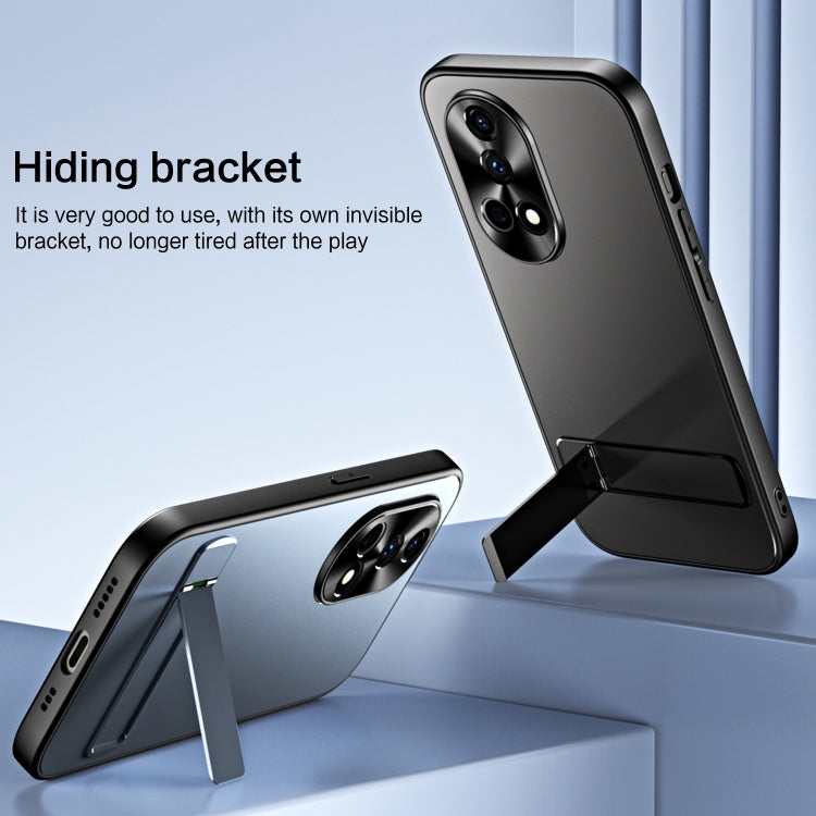 For Huawei nova 12 R-JUST RJ-61 Electroplating Frosted TPU + PC Phone Case with Holder(Silver) - Huawei Cases by R-JUST | Online Shopping South Africa | PMC TechLife | Buy Now Pay Later Mobicred