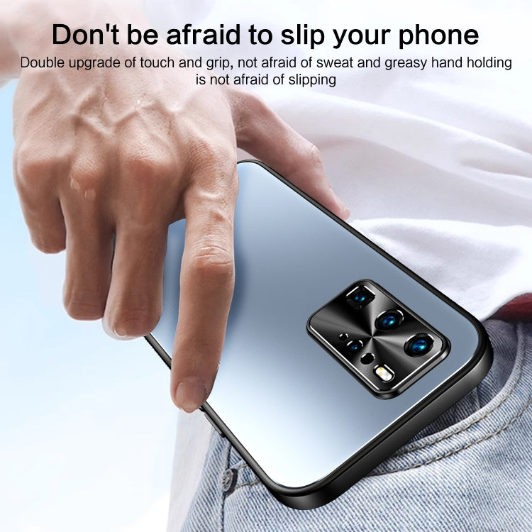 For Huawei P40 R-JUST RJ-61 Electroplating Frosted TPU + PC Phone Case with Holder(Silver) - Huawei Cases by R-JUST | Online Shopping South Africa | PMC TechLife | Buy Now Pay Later Mobicred