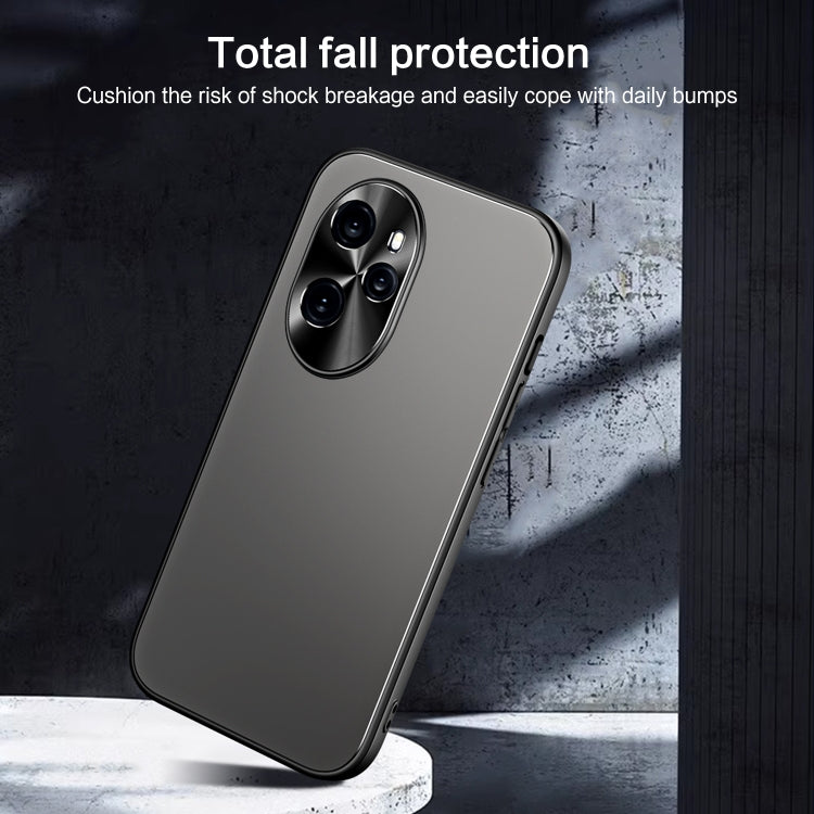 For Honor 100 R-JUST RJ-61 Electroplating Frosted TPU + PC Phone Case with Holder(Grey) - Honor Cases by R-JUST | Online Shopping South Africa | PMC TechLife | Buy Now Pay Later Mobicred