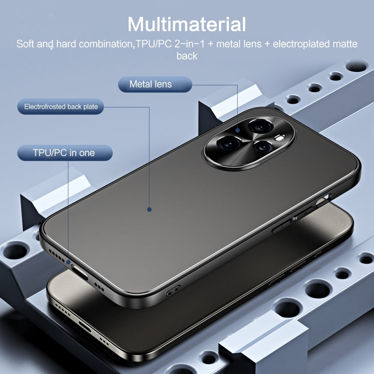For Honor 100 R-JUST RJ-61 Electroplating Frosted TPU + PC Phone Case with Holder(Blue) - Honor Cases by R-JUST | Online Shopping South Africa | PMC TechLife | Buy Now Pay Later Mobicred