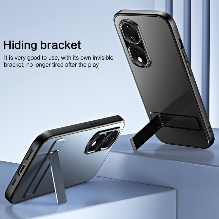 For Honor 80 R-JUST RJ-61 Electroplating Frosted TPU + PC Phone Case with Holder(Silver) - Honor Cases by R-JUST | Online Shopping South Africa | PMC TechLife