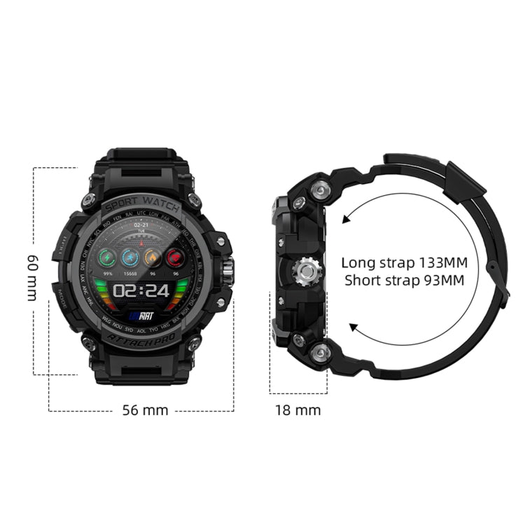 LOKMAT ATTACK Pro 1.32 inch BT5.1 Smart Sport Watch, Support Bluetooth Call / Sleep / Blood Oxygen / Heart Rate / Blood Pressure Health Monitor(Black) - Smart Watches by Lokmat | Online Shopping South Africa | PMC Jewellery