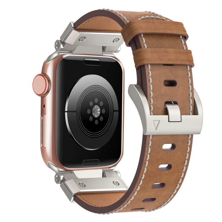 For Apple Watch Series 9 45mm Mecha Style Leather Watch Band(Dark Brown) - Watch Bands by PMC TechLife | Online Shopping South Africa | PMC TechLife