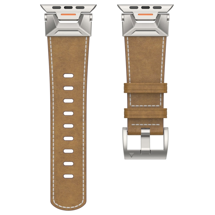 For Apple Watch Series 3 42mm Mecha Style Leather Watch Band(Light Brown) - Watch Bands by PMC TechLife | Online Shopping South Africa | PMC TechLife