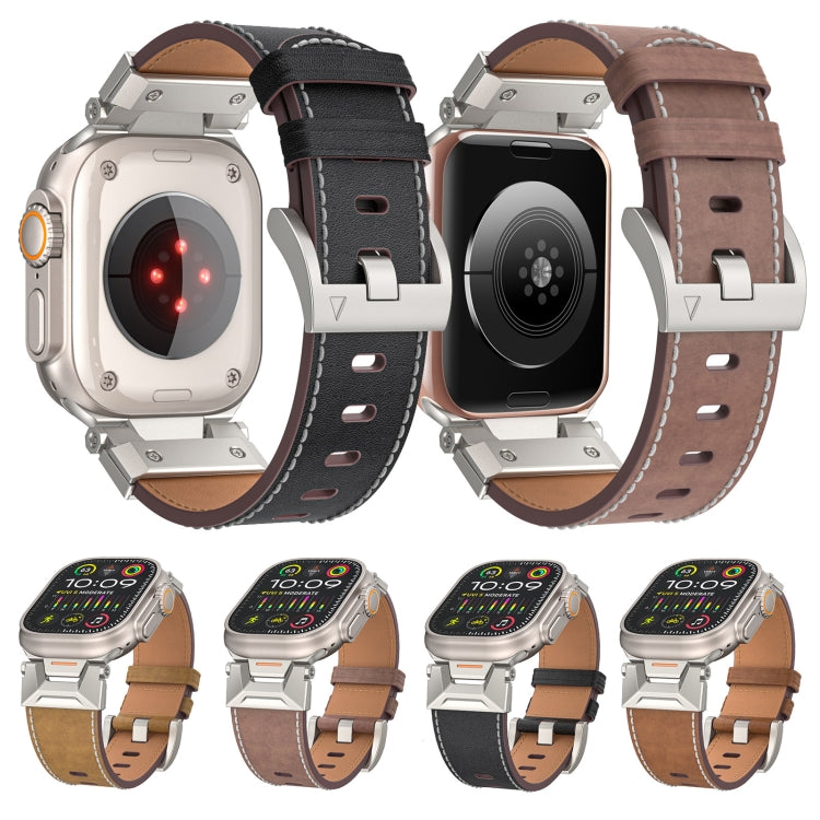 For Apple Watch Series 4 44mm Mecha Style Leather Watch Band(Dark Brown) - Watch Bands by PMC TechLife | Online Shopping South Africa | PMC TechLife