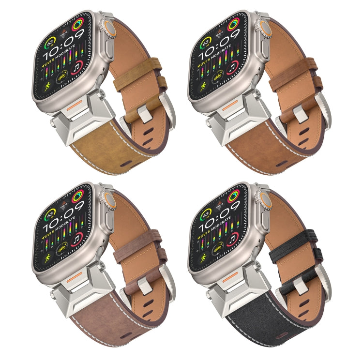For Apple Watch Series 3 42mm Mecha Style Leather Watch Band(Light Brown) - Watch Bands by PMC TechLife | Online Shopping South Africa | PMC TechLife