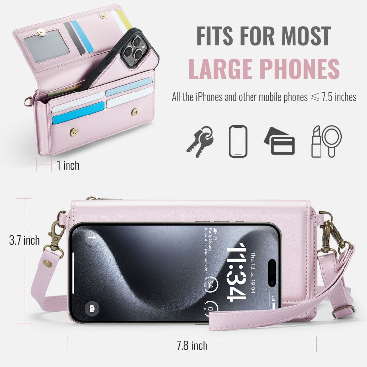 CaseMe Me30 Multi Functional Diagonal Cross Bag Phone Case(Pink) -  by CaseMe | Online Shopping South Africa | PMC Jewellery | Buy Now Pay Later Mobicred