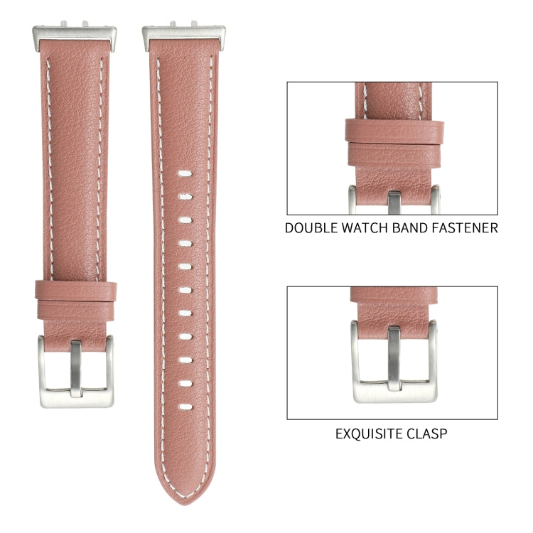 For Samsung Galaxy Fit 3 Pointed Tail Genuine Leather Watch Band(Dark Pink) - Watch Bands by PMC TechLife | Online Shopping South Africa | PMC TechLife | Buy Now Pay Later Mobicred