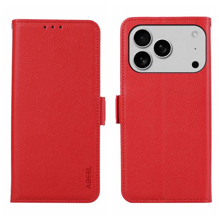For iPhone 17 Pro Max ABEEL Side-Magnetic Litchi Pattern Leather RFID Phone Case(Red) - free shipping - PMc TechLife - Order now!