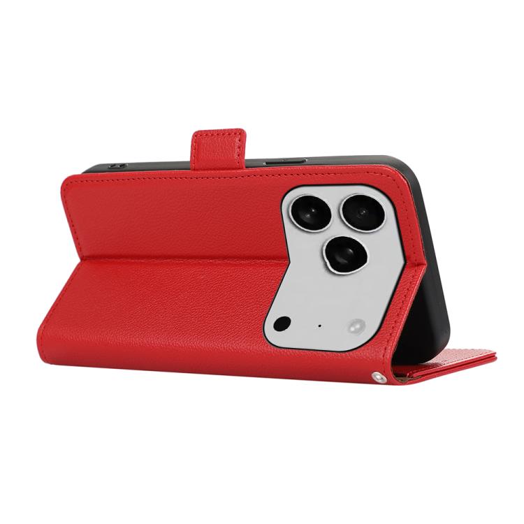 For iPhone 17 Pro Max ABEEL Side-Magnetic Litchi Pattern Leather RFID Phone Case(Red) - free shipping - PMc TechLife - Order now!
