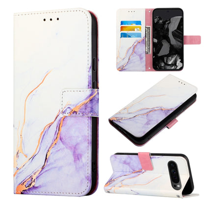 For Google Pixel 9 Pro PT003 Marble Pattern Flip Leather Phone Case(White Purple) - Google Cases by PMC Jewellery | Online Shopping South Africa | PMC Jewellery | Buy Now Pay Later Mobicred