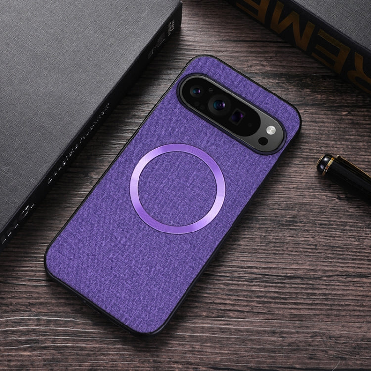 For Google Pixel 9 CD Magnetic Ring Cloth Texture PU Phone Case(Purple) - Google Cases by PMC Jewellery | Online Shopping South Africa | PMC Jewellery | Buy Now Pay Later Mobicred