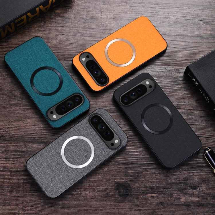 For Google Pixel 9 CD Magnetic Ring Cloth Texture PU Phone Case(Grey) - Google Cases by PMC TechLife | Online Shopping South Africa | PMC TechLife | Buy Now Pay Later Mobicred