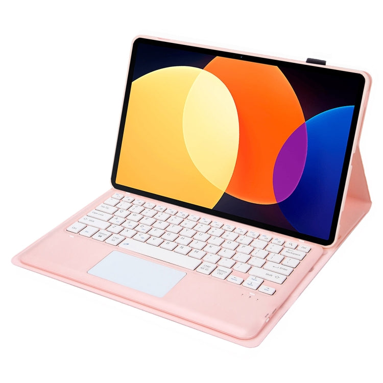 For Xiaomi Pad 6S Pro 12.4 Lambskin Texture Detachable Bluetooth Keyboard Leather Case with Touchpad(Pink) - Others Keyboard by PMC Jewellery | Online Shopping South Africa | PMC Jewellery