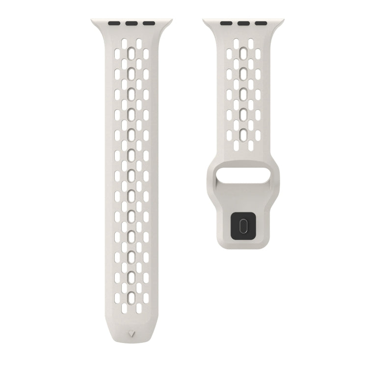 For Apple Watch SE 2022 44mm Oval Holes Fluororubber Watch Band(Starlight) - Watch Bands by PMC Jewellery | Online Shopping South Africa | PMC Jewellery