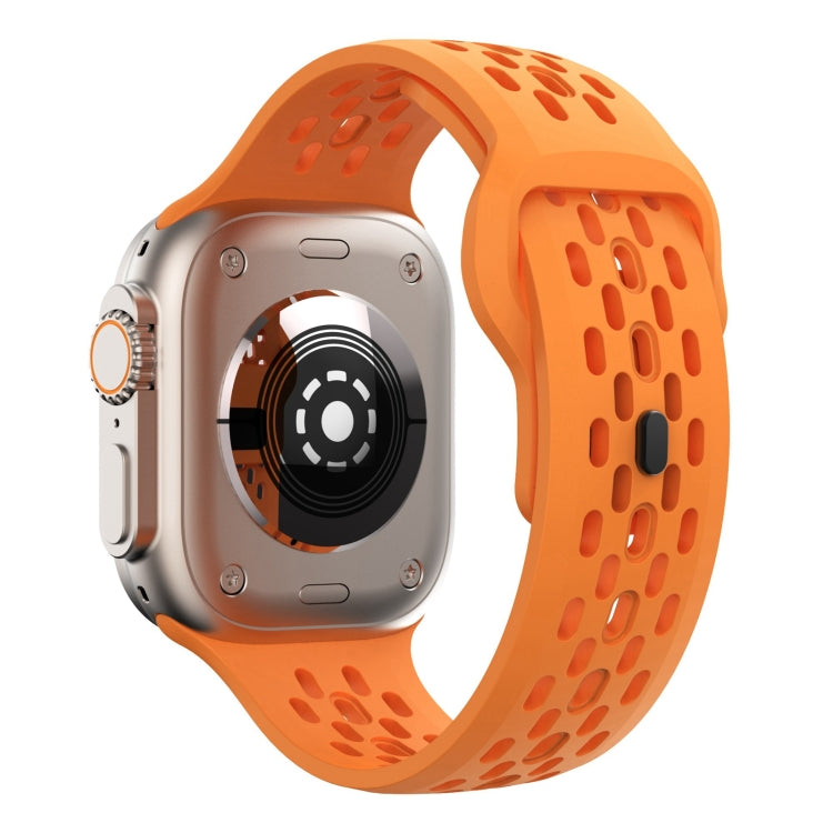 For Apple Watch SE 44mm Oval Holes Fluororubber Watch Band(Orange) - Watch Bands by PMC TechLife | Online Shopping South Africa | PMC TechLife