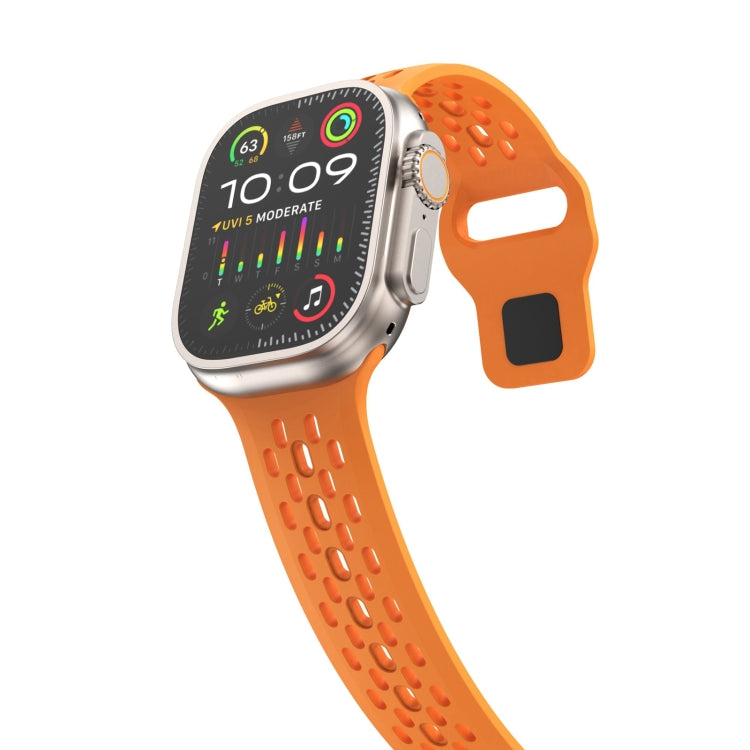 For Apple Watch SE 44mm Oval Holes Fluororubber Watch Band(Orange) - Watch Bands by PMC TechLife | Online Shopping South Africa | PMC TechLife