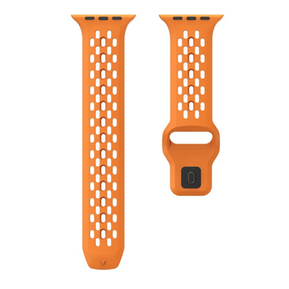 For Apple Watch Series 5 44mm Oval Holes Fluororubber Watch Band(Orange) - Watch Bands by PMC Jewellery | Online Shopping South Africa | PMC Jewellery