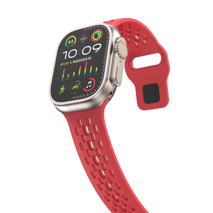 For Apple Watch Series 5 44mm Oval Holes Fluororubber Watch Band(Red) - Watch Bands by PMC Jewellery | Online Shopping South Africa | PMC Jewellery