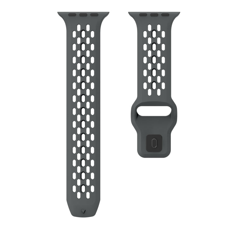 For Apple Watch Series 4 44mm Oval Holes Fluororubber Watch Band(Dark Grey) - Watch Bands by PMC Jewellery | Online Shopping South Africa | PMC Jewellery