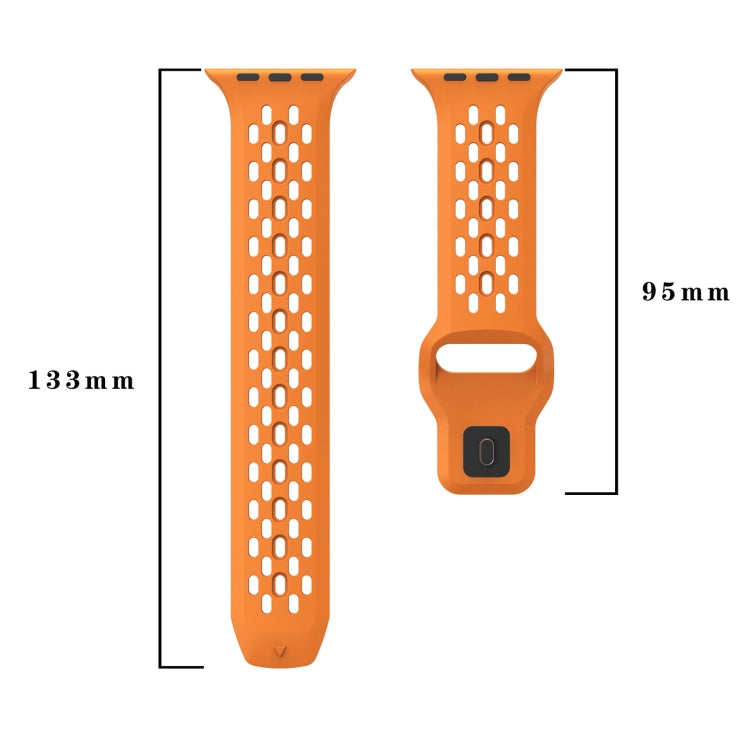 For Apple Watch Series 3 42mm Oval Holes Fluororubber Watch Band(Starlight) - Watch Bands by PMC Jewellery | Online Shopping South Africa | PMC Jewellery