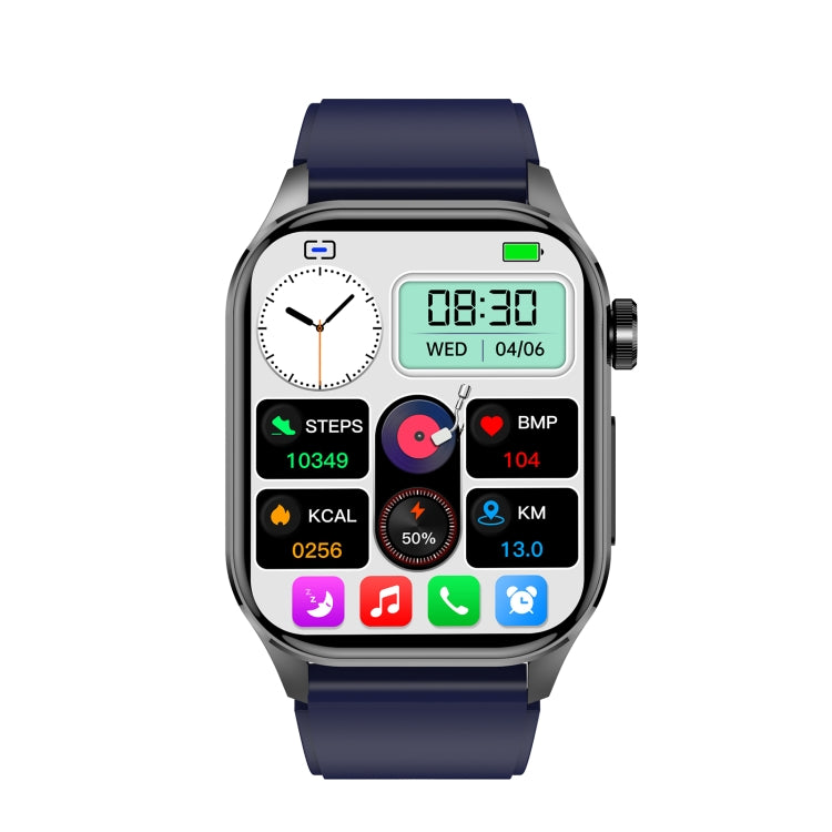 ET580 2.04 inch AMOLED Screen Sports Smart Watch Support Bluethooth Call /  ECG Function(Blue Silicone Band) - Smart Watches by PMC Jewellery | Online Shopping South Africa | PMC Jewellery