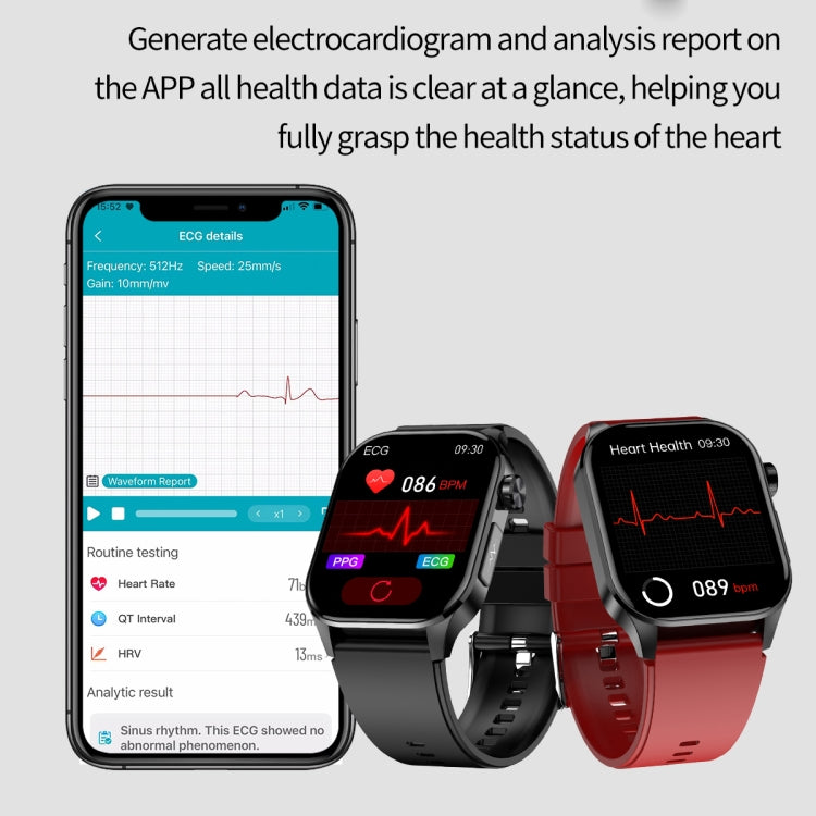 ET580 2.04 inch AMOLED Screen Sports Smart Watch Support Bluetooth Call /  ECG Function(Black Leather Band) - Smart Watches by PMC TechLife | Online Shopping South Africa | PMC TechLife | Buy Now Pay Later Mobicred