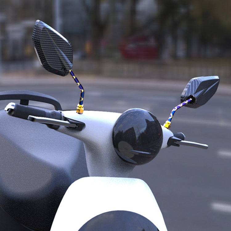 Motorcycle / Electromobile Modified Diamond-shaped Burnt Titanium Plating Rearview Mirror, Style:Carbon Fiber Type X Texture - Side Mirrors by PMC TechLife | Online Shopping South Africa | PMC TechLife | Buy Now Pay Later Mobicred