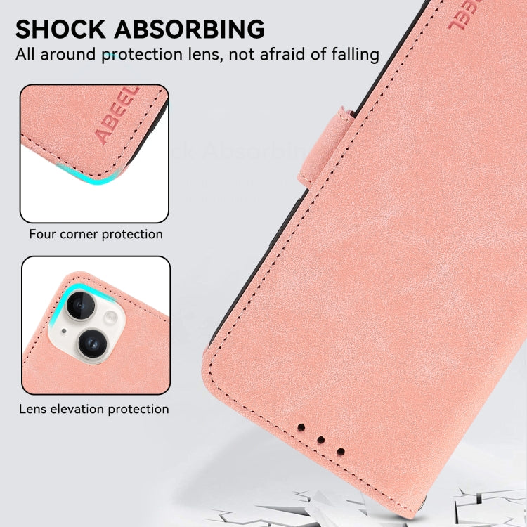 For iPhone 16 Plus ABEEL Frosted Magnetic RFID Leather Phone Case(Pink) - iPhone 16 Plus Cases by PMC Jewellery | Online Shopping South Africa | PMC Jewellery | Buy Now Pay Later Mobicred