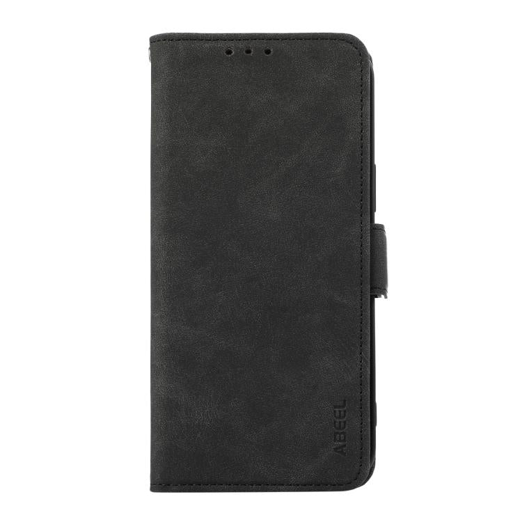 For iPhone 16e ABEEL Frosted Magnetic RFID Leather Phone Case(Black) - iPhone 16e Cases by PMC TechLife | Online Shopping South Africa | PMC TechLife | Buy Now Pay Later Mobicred