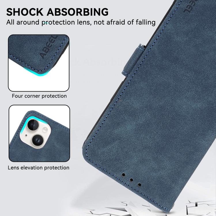 For iPhone 16e ABEEL Frosted Magnetic RFID Leather Phone Case(Blue) - iPhone 16e Cases by PMC TechLife | Online Shopping South Africa | PMC TechLife | Buy Now Pay Later Mobicred