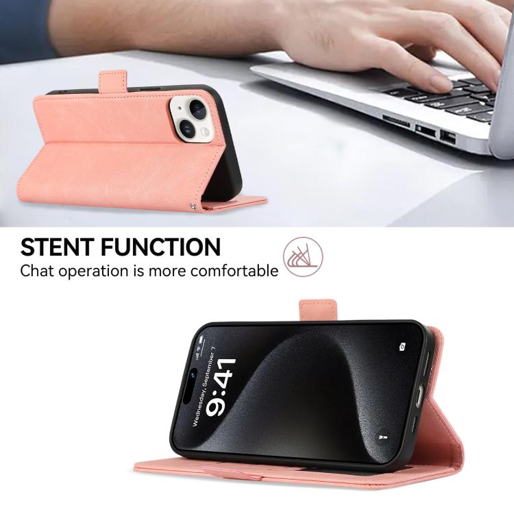 For iPhone 17 Pro ABEEL Frosted Magnetic RFID Leather Phone Case(Pink) - free shipping - PMc TechLife - Order now!