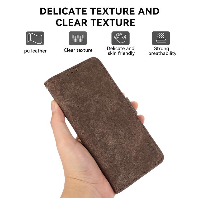 For iPhone 17 Pro Max ABEEL Frosted Magnetic RFID Leather Phone Case(Brown) - free shipping - PMc TechLife - Order now!