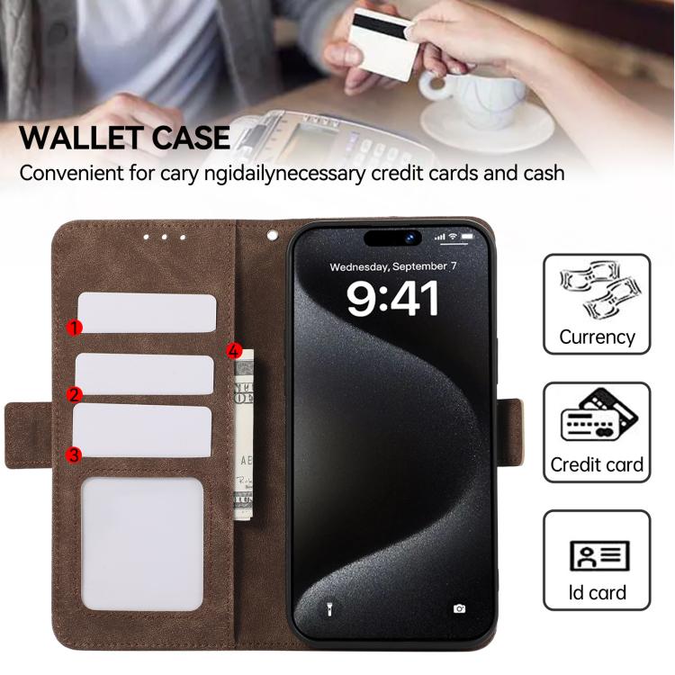 For iPhone 17 Pro Max ABEEL Frosted Magnetic RFID Leather Phone Case(Brown) - free shipping - PMc TechLife - Order now!