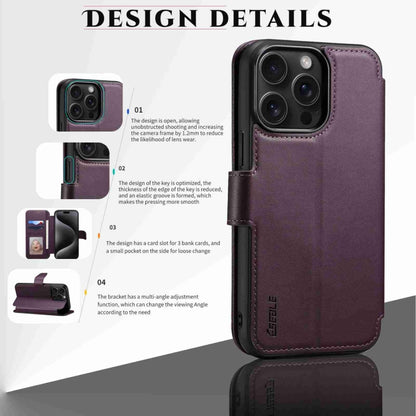 For iPhone 14 / 13 ESEBLE E1 Nappa Texture MagSafe Holder Leather Phone Case(Dark Purple) - iPhone 14 Cases by ESEBLE | Online Shopping South Africa | PMC Jewellery | Buy Now Pay Later Mobicred