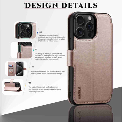 For iPhone 15 Plus / 14 Plus ESEBLE E1 Nappa Texture MagSafe Holder Leather Phone Case(Rose Gold) - iPhone 14 Plus Cases by ESEBLE | Online Shopping South Africa | PMC Jewellery | Buy Now Pay Later Mobicred