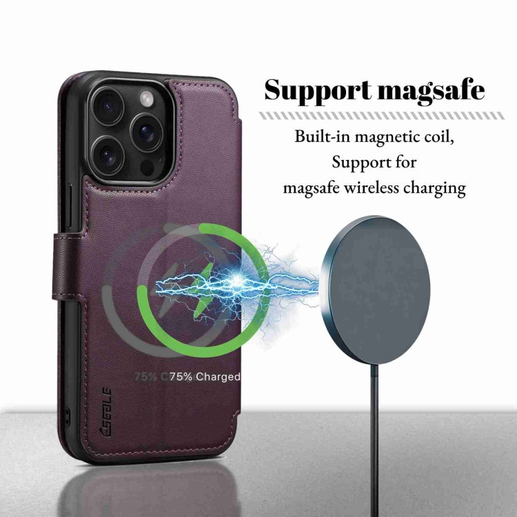 For iPhone 15 Pro ESEBLE E1 Nappa Texture MagSafe Holder Leather Phone Case(Dark Purple) - free shipping - PMC Jewellery - Order now!