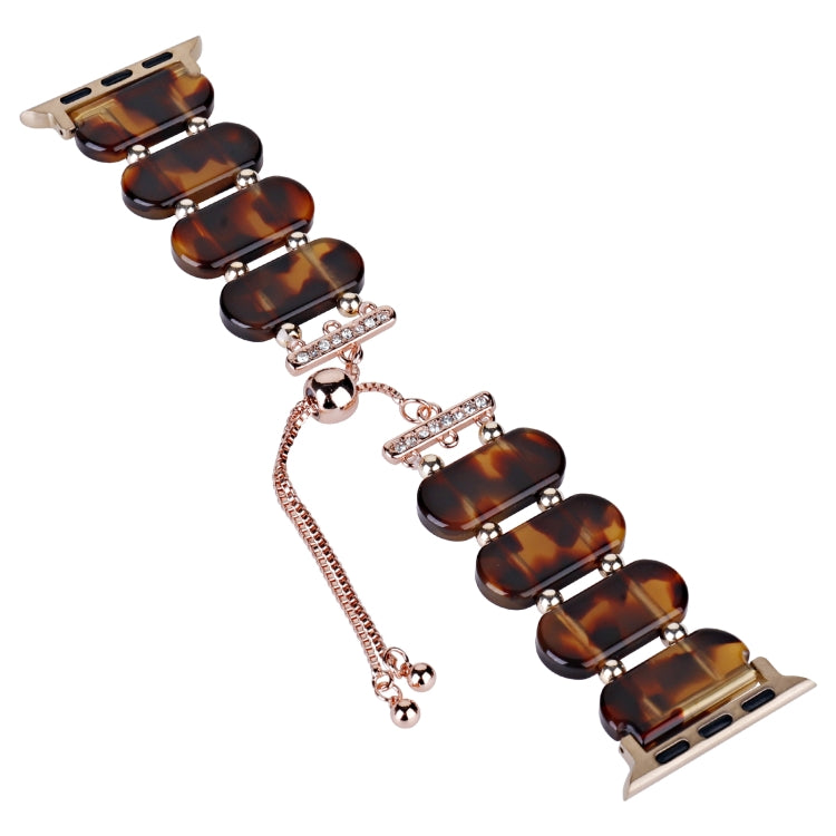 For Apple Watch Series 9 45mm Resin Retractable Chain Watch Band(Tortoiseshell) - Watch Bands by PMC TechLife | Online Shopping South Africa | PMC TechLife