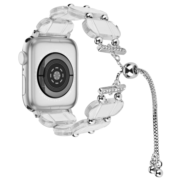 For Apple Watch Series 7 41mm Resin Retractable Chain Watch Band(Transparent) - Watch Bands by PMC TechLife | Online Shopping South Africa | PMC TechLife