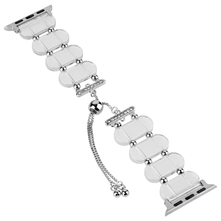 For Apple Watch Series 7 45mm Resin Retractable Chain Watch Band(Transparent) - Watch Bands by PMC TechLife | Online Shopping South Africa | PMC TechLife