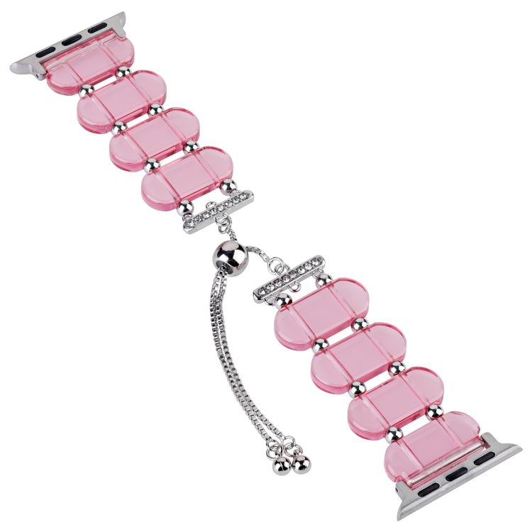 For Apple Watch SE 44mm Resin Retractable Chain Watch Band(Pink) - Watch Bands by PMC TechLife | Online Shopping South Africa | PMC TechLife