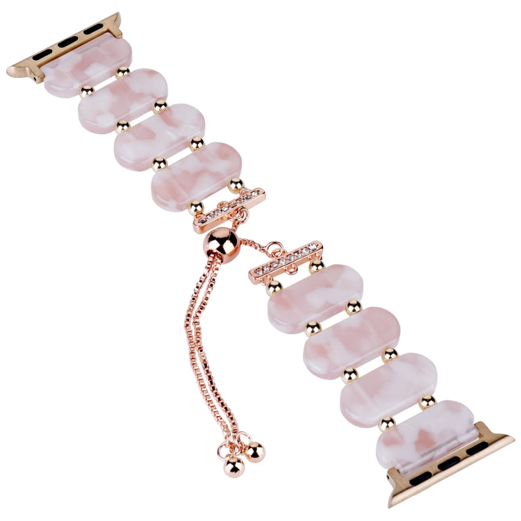 For Apple Watch SE 44mm Resin Retractable Chain Watch Band(Pink Flower) - Watch Bands by PMC TechLife | Online Shopping South Africa | PMC TechLife
