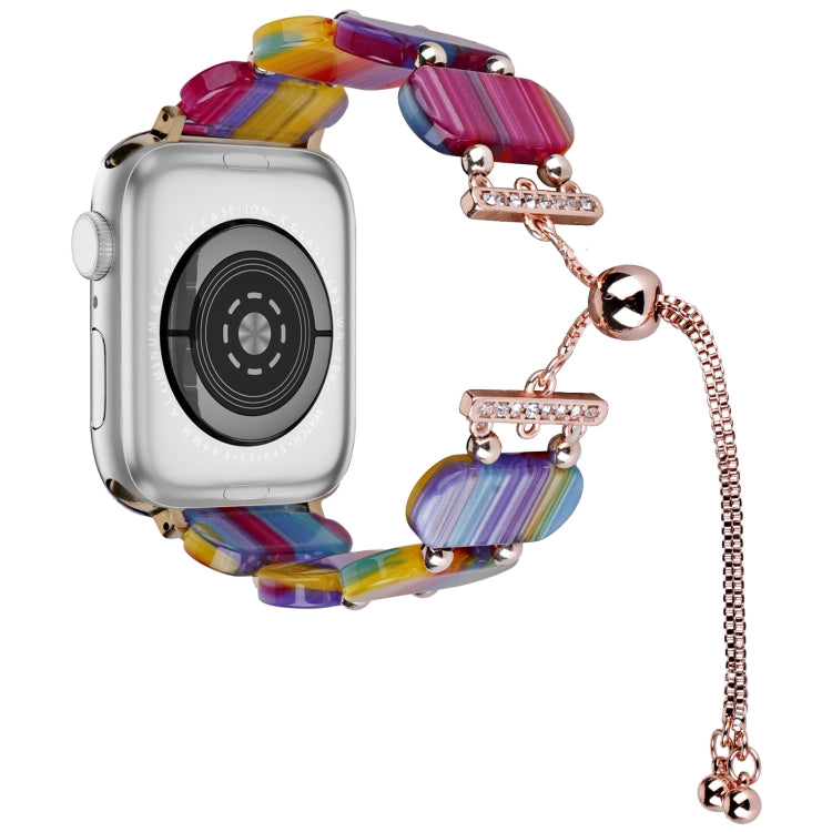 For Apple Watch Series 4 44mm Resin Retractable Chain Watch Band(Rainbow) - Watch Bands by PMC TechLife | Online Shopping South Africa | PMC TechLife