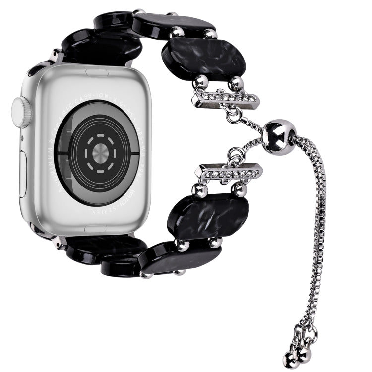 For Apple Watch Series 3 38mm Resin Retractable Chain Watch Band(Black) - Watch Bands by PMC TechLife | Online Shopping South Africa | PMC TechLife