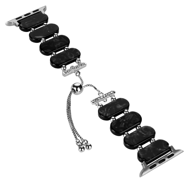 For Apple Watch Series 3 38mm Resin Retractable Chain Watch Band(Black) - Watch Bands by PMC TechLife | Online Shopping South Africa | PMC TechLife