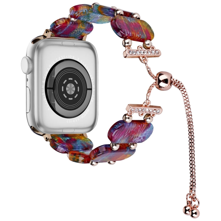 For Apple Watch Series 3 38mm Resin Retractable Chain Watch Band(Pearlescent Rainbow) - Watch Bands by PMC TechLife | Online Shopping South Africa | PMC TechLife
