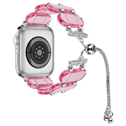 For Apple Watch Series 2 42mm Resin Retractable Chain Watch Band(Pink) - Watch Bands by PMC Jewellery | Online Shopping South Africa | PMC Jewellery