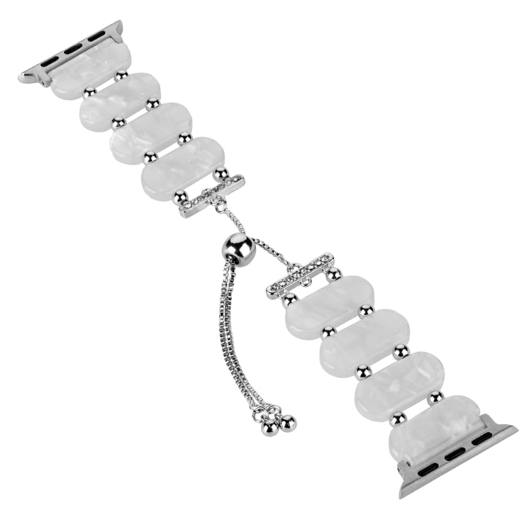 For Apple Watch Series 2 38mm Resin Retractable Chain Watch Band(Pearl White) - Watch Bands by PMC TechLife | Online Shopping South Africa | PMC TechLife
